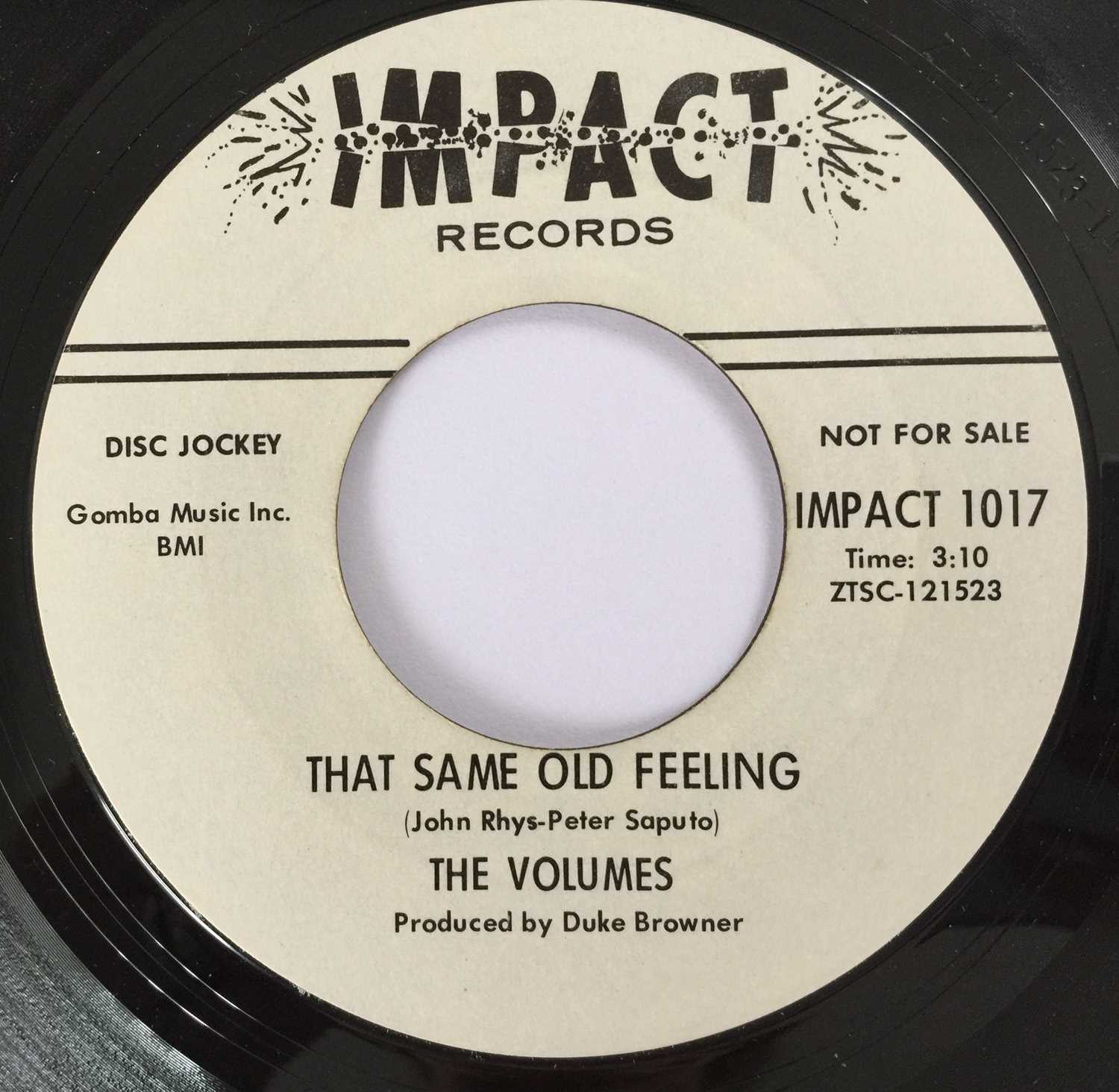 Lot 247 - THE VOLUMES - THAT SAME OLD FEELING (PROMO - IMPACT RECORDS 1017)