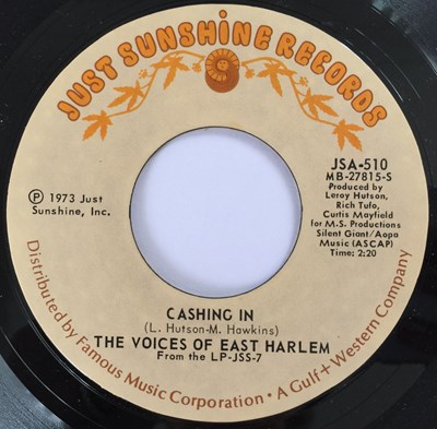 Lot 249 - THE VOICES OF EAST HARLEM - CASHING IN 7" (JUST SUNSHINE RECORDS - JSA-510)