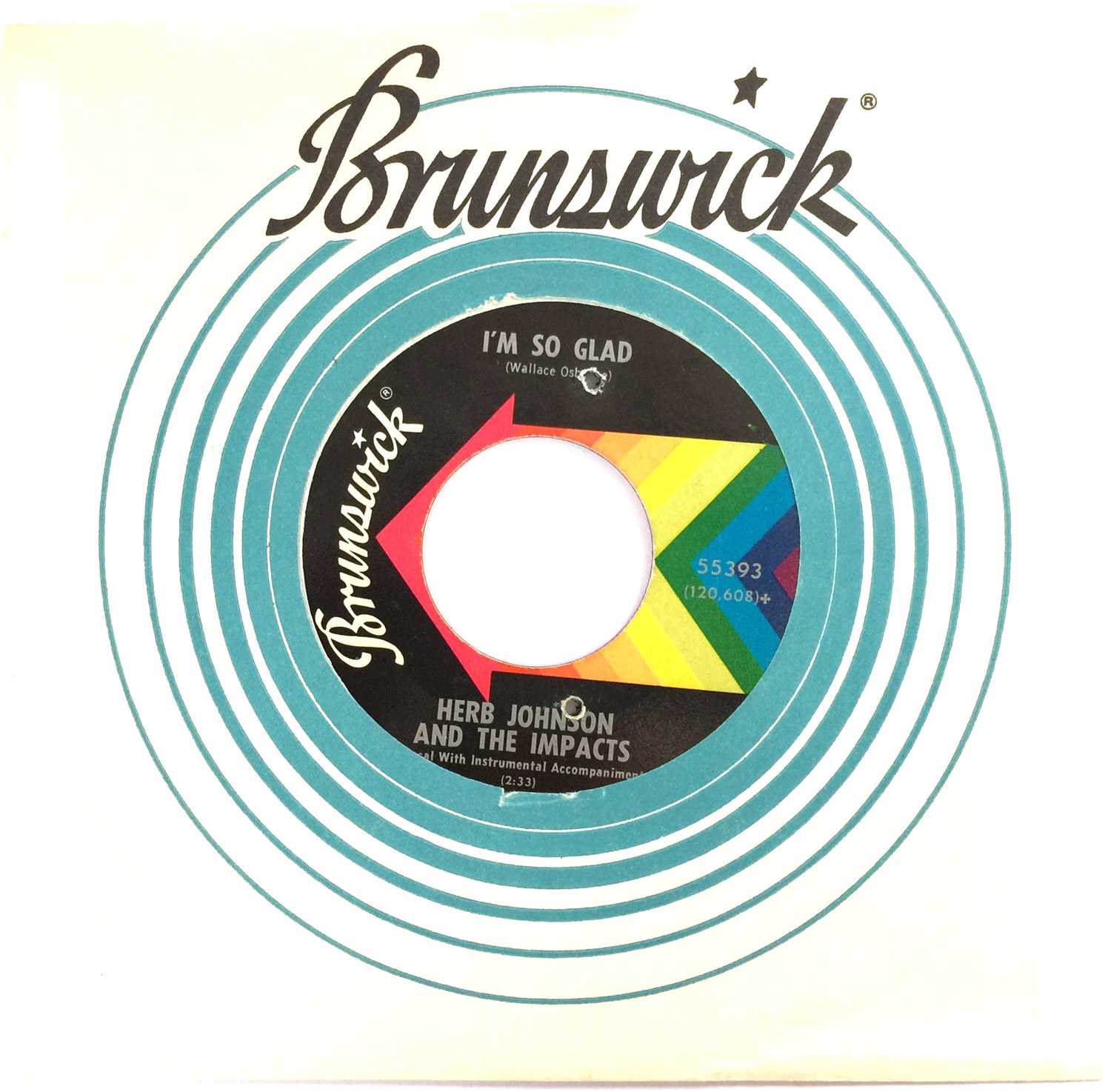 Lot 257 - HERB JOHNSON AND THE IMPACTS - I'M SO GLAD 7" (BRUNSWICK 55393)