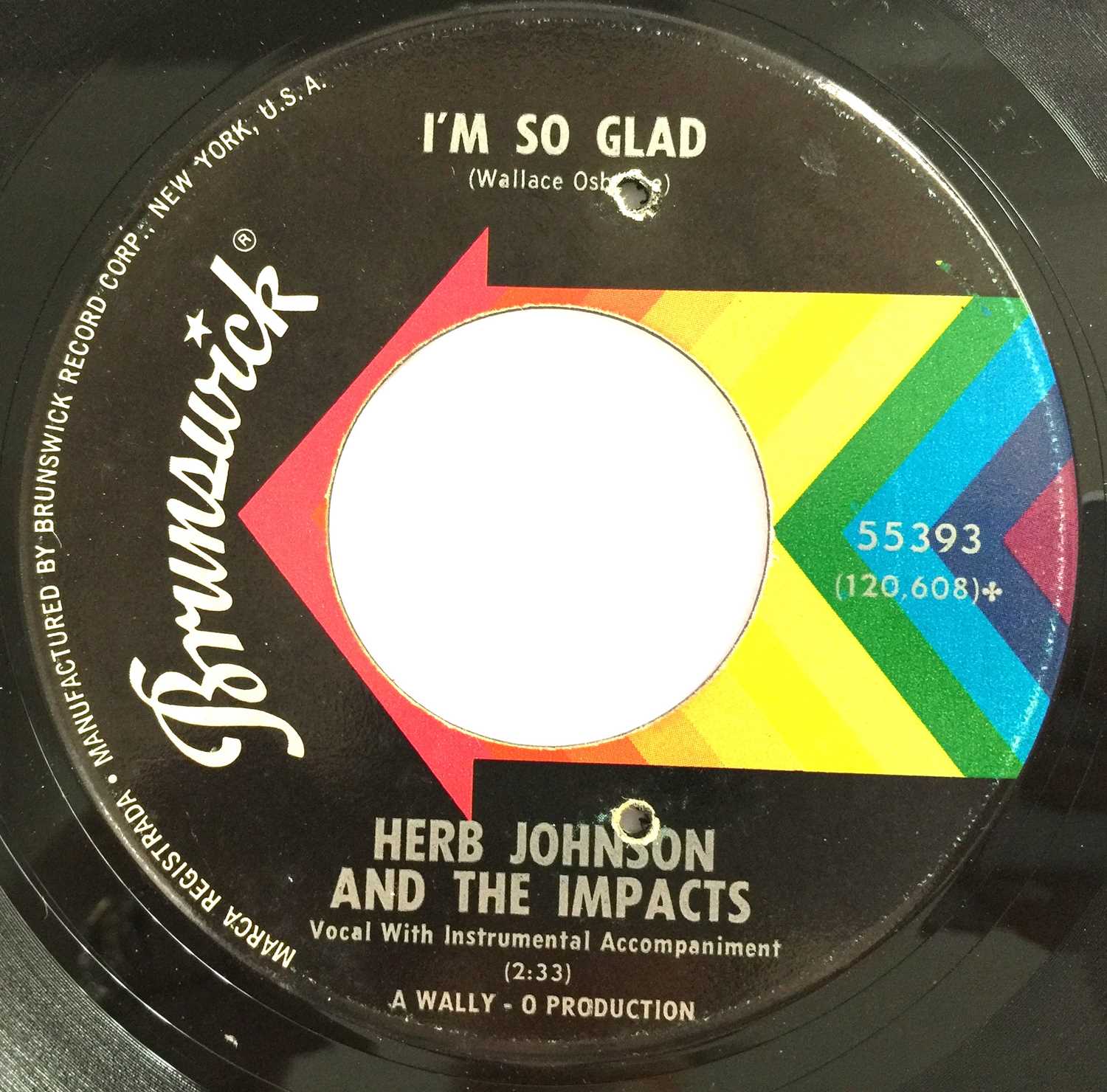 Lot 257 HERB JOHNSON AND THE IMPACTS I'M SO GLAD 7"