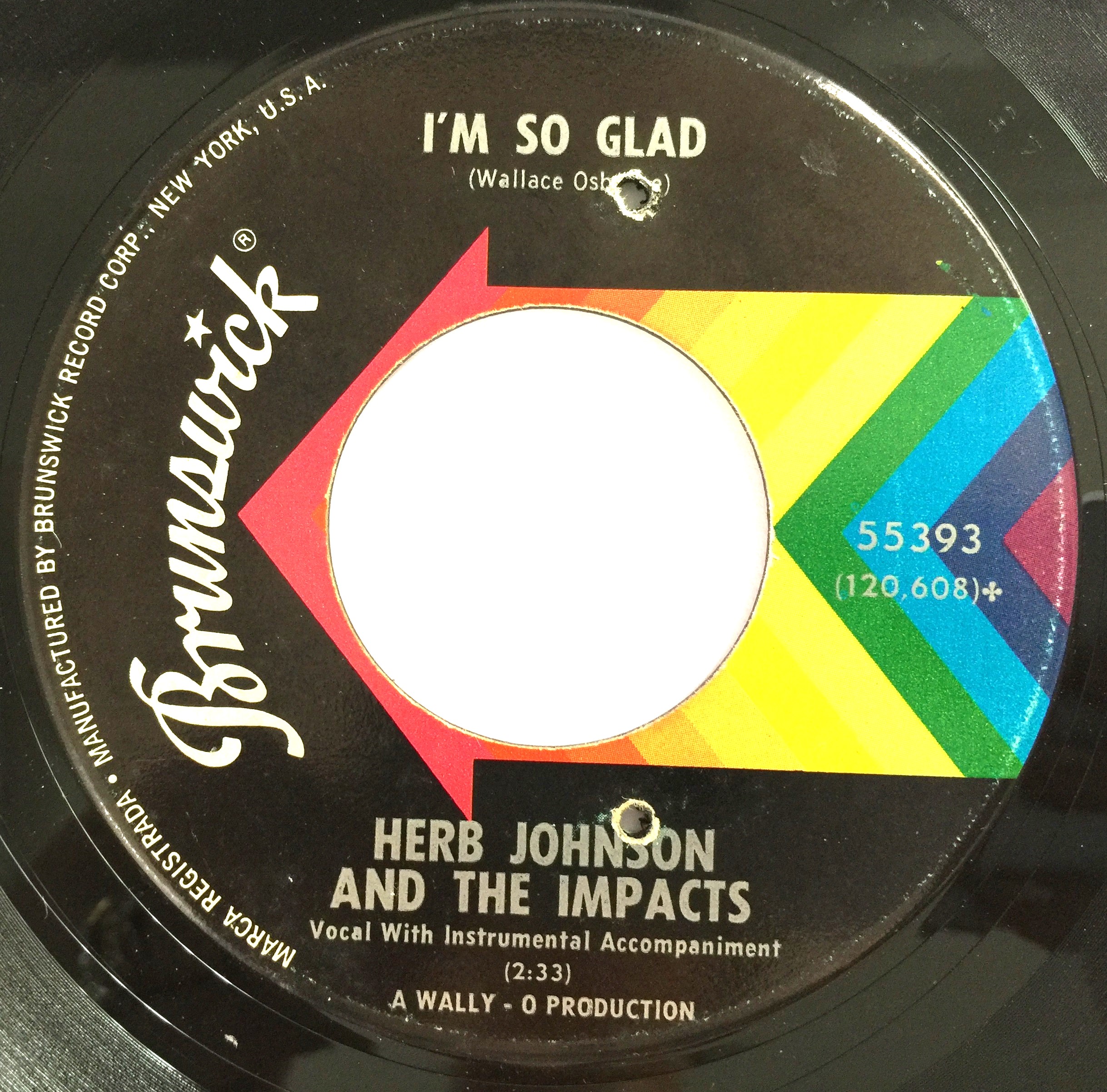 Lot 257 HERB JOHNSON AND THE IMPACTS I'M SO GLAD 7"