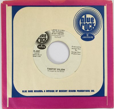 Lot 107 - TIMOTHY WILSON - LOVE IS AN ITCHING IN MY HEART 7" (BLUE ROCK B-4087)