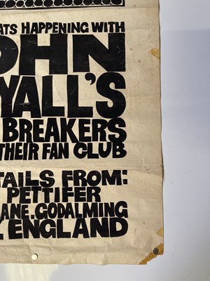 Lot 146 - JOHN MAYALL - ORIGINAL C 1960S FAN CLUB POSTER.