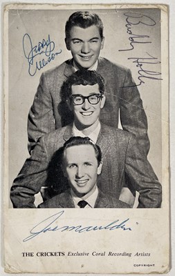 Lot 326 - BUDDY HOLLY - FULLY SIGNED PROMOTIONAL POSTCARD.