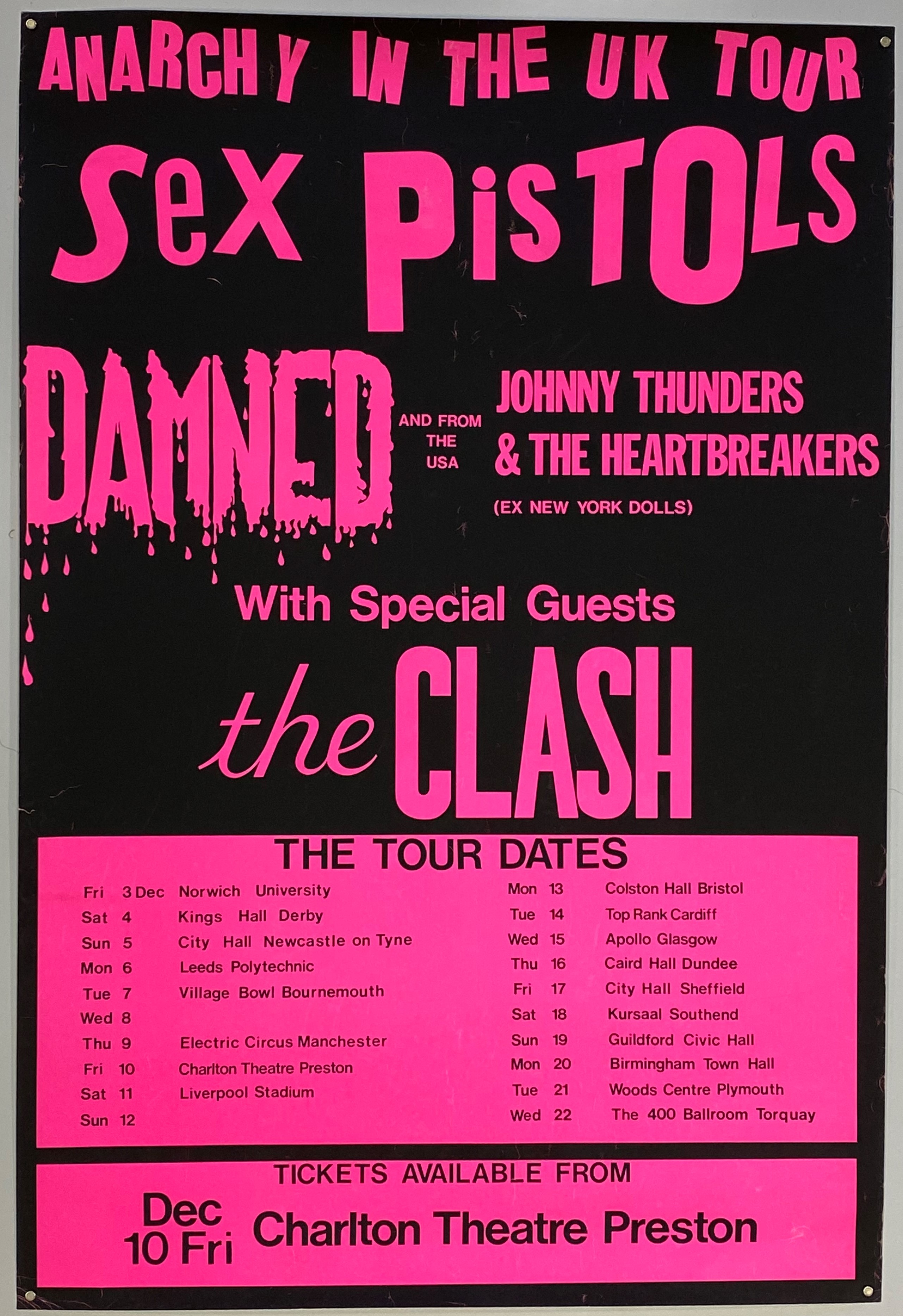 Lot 250 - SEX PISTOLS ORIGINAL ANARCHY 1976 TOUR