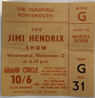 Lot 459 - JIMI HENDRIX & PINK FLOYD 1967 PROGRAMME AND TICKET