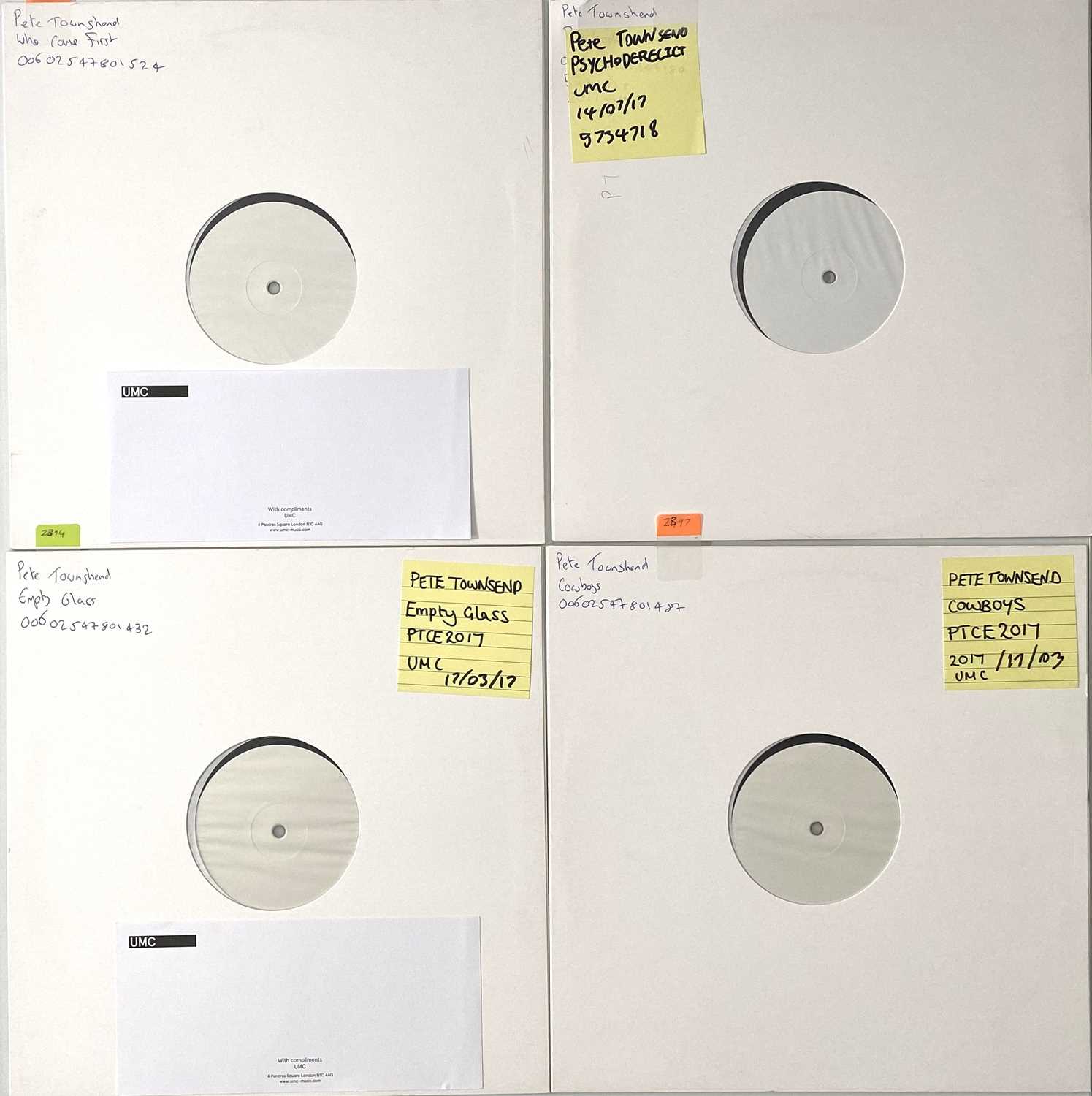 Lot 52 - PETE TOWNSHEND - 2017 WHITE LABEL TEST PRESSINGS