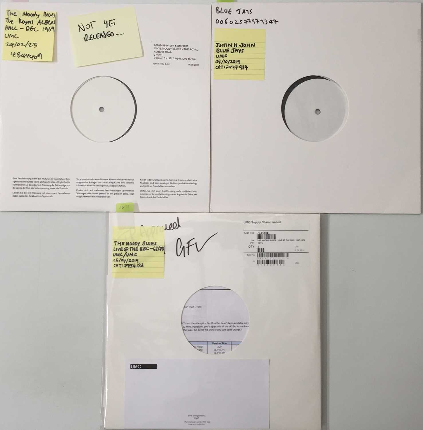 Lot 63 - THE MOODY BLUES / RELATED - WHITE LABEL TEST PRESSINGS