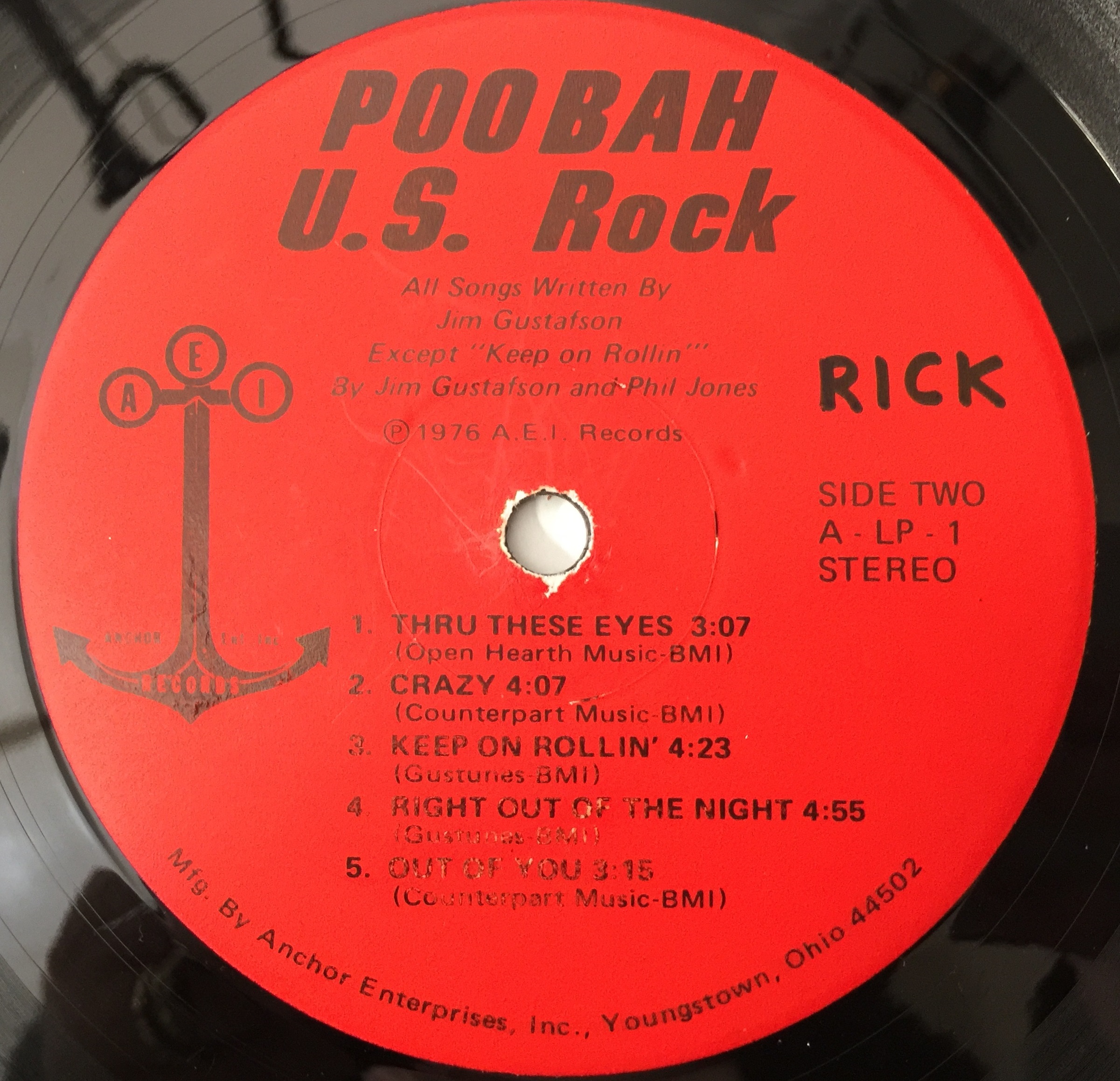 Lot 199 - POOBAH - U.S. ROCK LP (OG - US PSYCH - A.E.I.