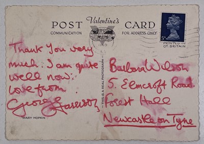 Lot 318 - GEORGE HARRISON - SIGNED POSTCARD.