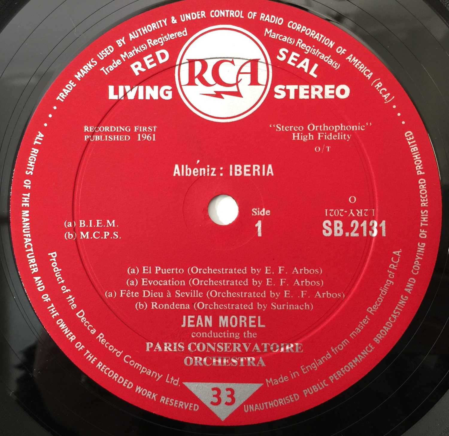 Lot 12 JEAN MOREL ALBENIZ IBERIA LP (ORIGINAL UK