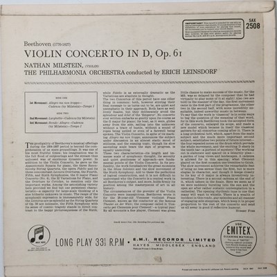 Lot 14 - NATHAN MILSTEIN - BEETHOVEN VIOLIN CONCERTO LP (ORIGINAL UK STEREO PRESSING - COLUMBIA SAX 2508)