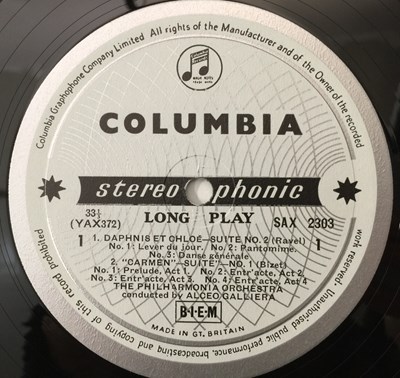 Lot 17 - ALCEO GALLIERA - RAVEL/BIZET/REPIGHI LP (ORIGINAL UK STEREO RECORDING - COLUMBIA SAX 2303)