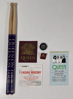 Lot 56 - QUEEN MEMORABILIA INC TOUR DRUMSTICKS.