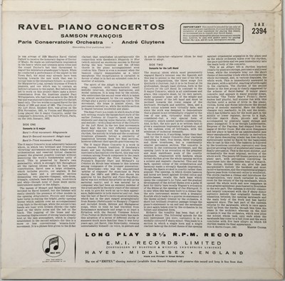 Lot 27 - ANDRE CLUYTENS - RAVEL / SAMSON FRANCOIS - PIANO CONCERTOS (COLUMBIA SAX 2394)