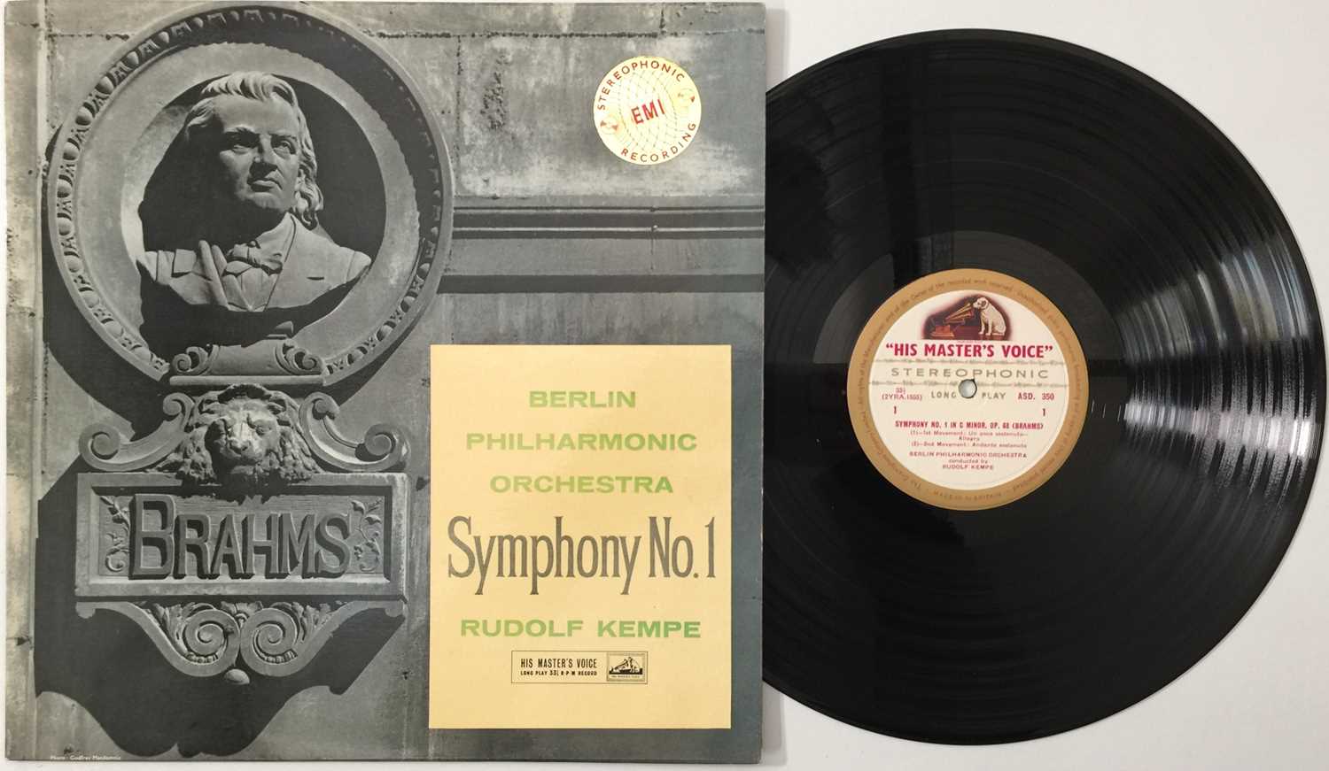 Lot 48 - RUDOLF KEMPE - BRAHMS: SYMPHONY No.1 LP (UK STEREO - HMV - ASD 350)