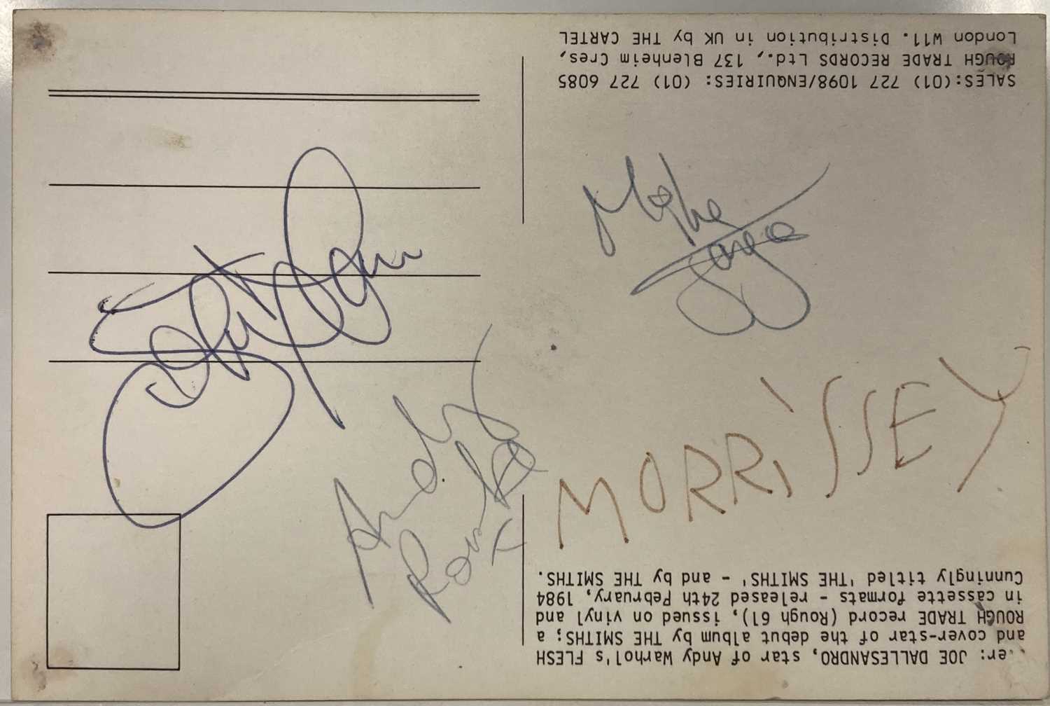Lot 314 - THE SMITHS SIGNED POSTCARD