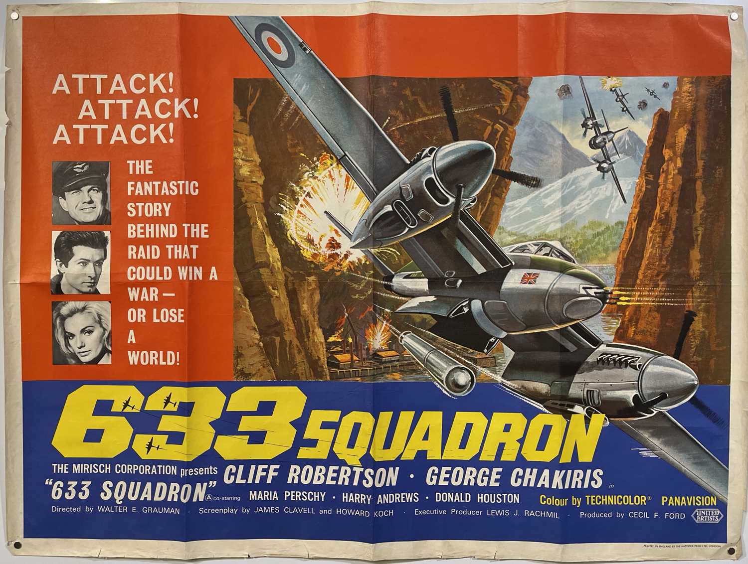 Lot 183 - 633 SQUADRON (1964) - ORIGINAL UK QUAD POSTER.