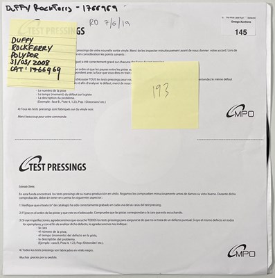 Lot 145 - DUFFY - ROCKFERRY (2008) - WHITE LABEL TEST PRESSING.