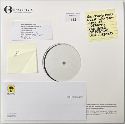 Lot 152 - THE CHARLATANS - LIVE IT LIKE YOU LOVE IT (RSD 2020) WHITE LABEL TEST PRESSING.