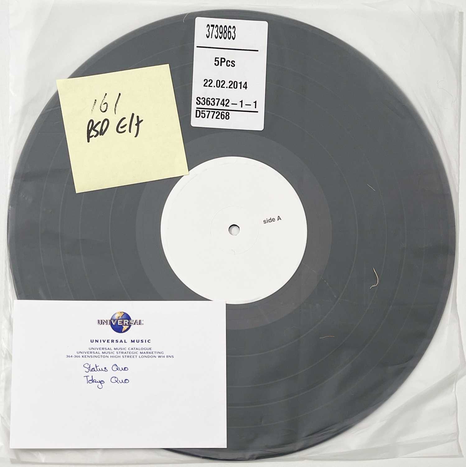 Lot 160 - STATUS QUO - TOKYO QUO (2014) WHITE LABEL TEST PRESSING.