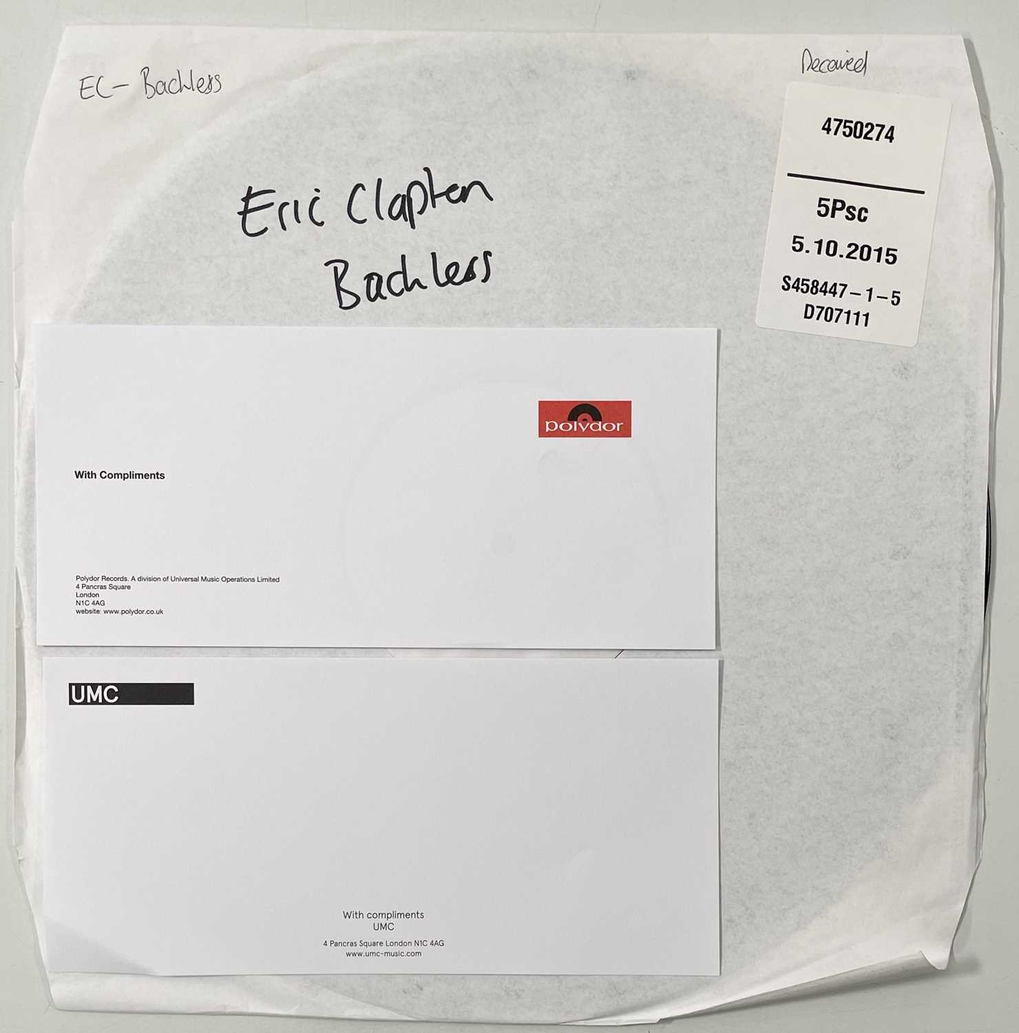 Lot 171 - ERIC CLAPTON - BACKLESS (4750274, 2015) WHITE LABEL TEST PRESSING.
