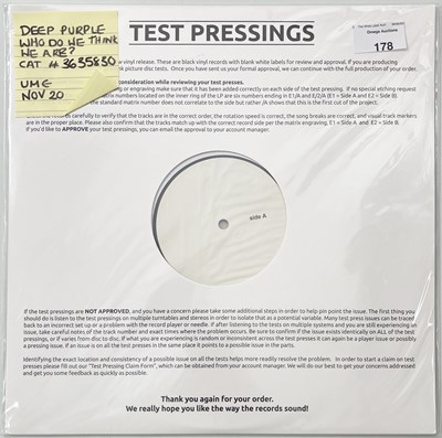 Lot 178 - DEEP PURPLE - WHO DO WE THINK WE ARE? (2020, 3635830) WHITE LABEL TEST PRESSING.