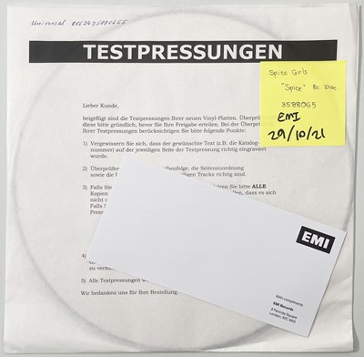 Lot 100 - SPICE GIRLS - SPICE (PIC DISC TEST PRESSING, 2021).