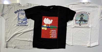 Lot 383 - THREE 90S ORIGINAL WOODSTOCK FESTIVAL T-SHIRTS.