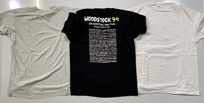 Lot 383 - THREE 90S ORIGINAL WOODSTOCK FESTIVAL T-SHIRTS.