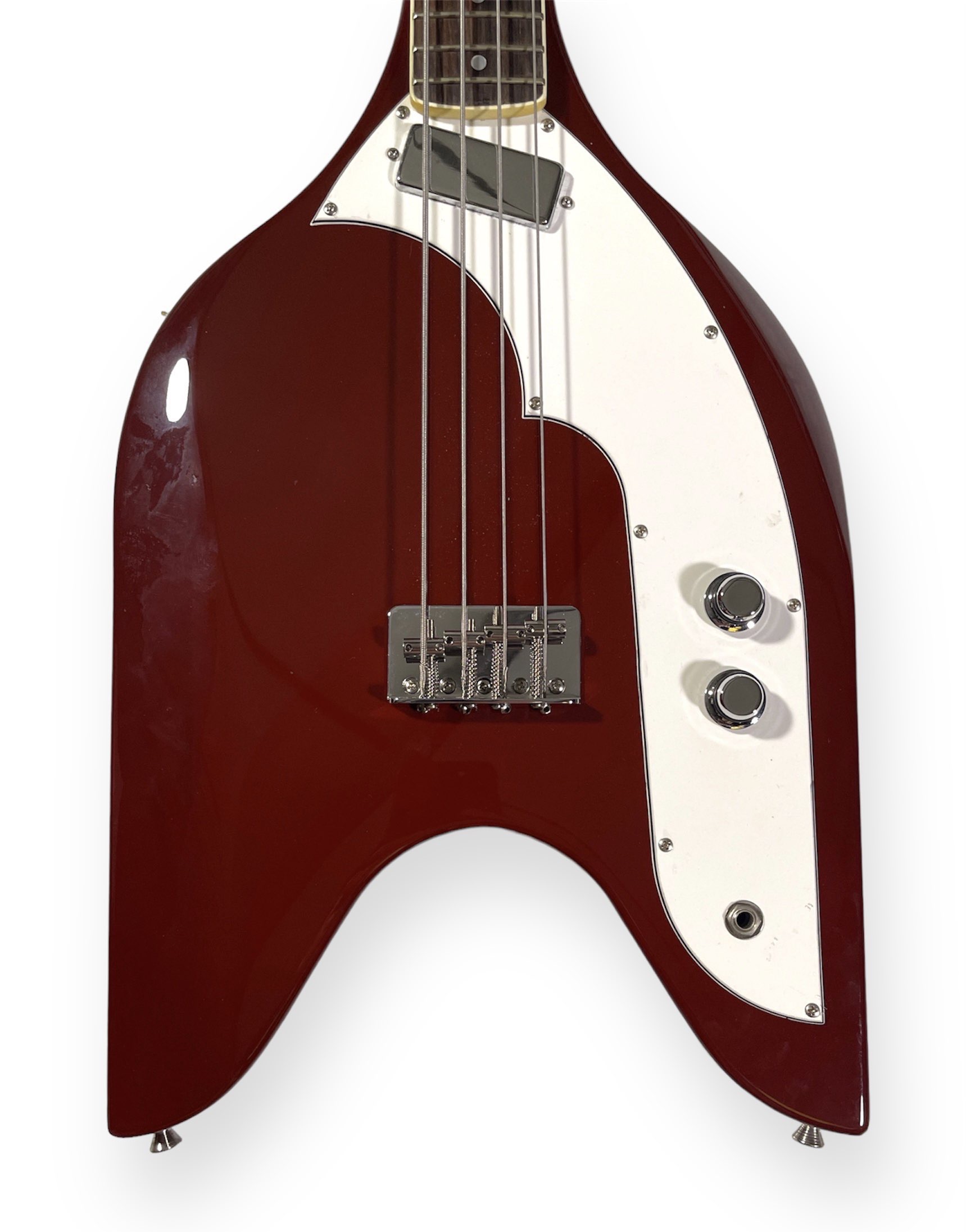 Lot 267 - EKO ROKES 2013 CHERRY RED BASS GUITAR.