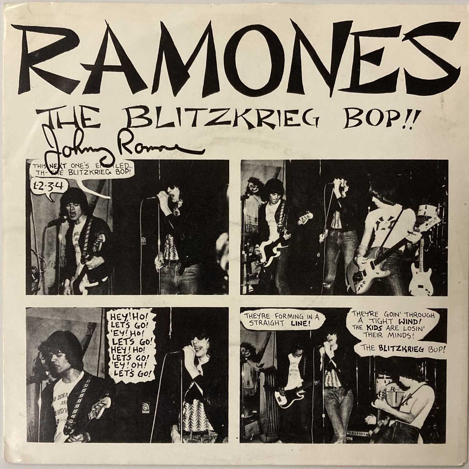Lot 329 - THE RAMONES - BLITZKREIG BOP SIGNED 7" SINGLE