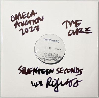 Lot 212 - THE CURE - SEVENTEEN SECONDS WHITE LABEL TEST PRESSING SIGNED BY ROBERT SMITH.