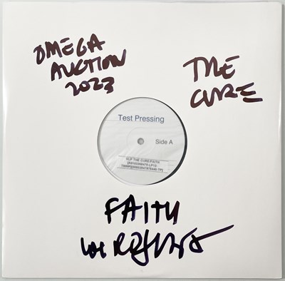 Lot 213 - THE CURE - FAITH WHITE LABEL TEST PRESSING SIGNED BY ROBERT SMITH.