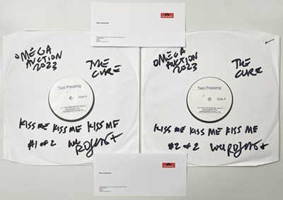 Lot 217 - THE CURE - KISS ME, 2XLP (2022) WHITE LABEL TEST PRESSING BOTH SIGNED BY ROBERT SMITH.