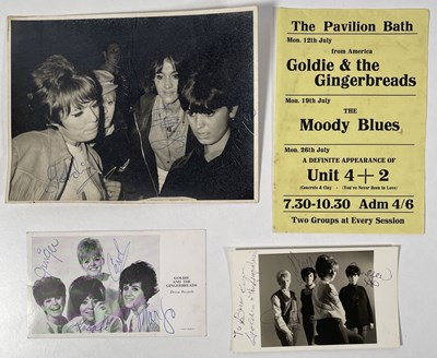 Lot 268 - GOLDIE AND THE GINGERBREADS - AUTOGRAPHS / HANDBILL (INC MOODY BLUES).