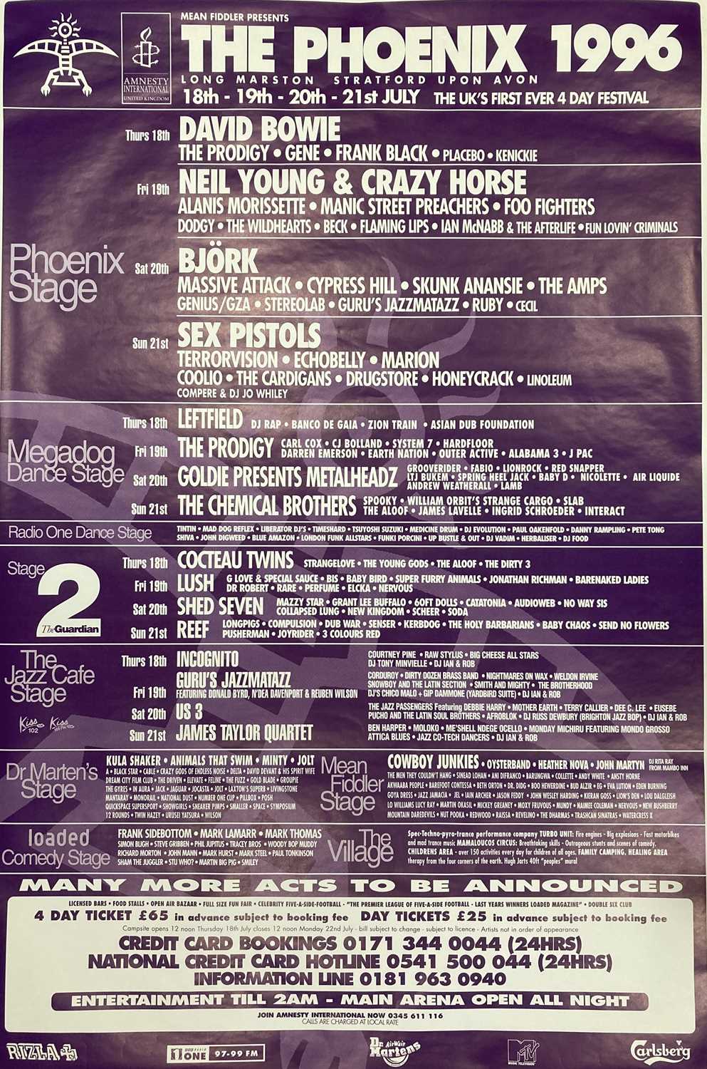 Phoenix 96 Lot 331 - DAVID BOWIE POSTERS INC PHOENIX FESTIVAL