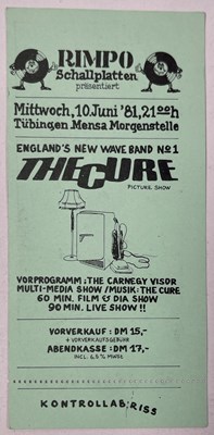 Lot 449 - THE CURE - AN ORIGINAL AND UNUSED 1981 GERMAN CONCERT TICKET.