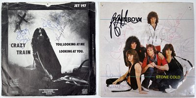 Lot 289 - OZZY OSBOURNE / RAINBOW- SIGNED 7" SINGLES.