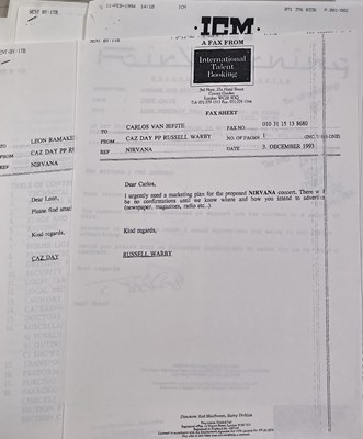 Lot 478 - CONTRACTS AND CONCERT BOOKING ARCHIVE - NIRVANA