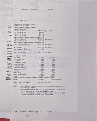 Lot 488 - CONTRACTS AND CONCERT BOOKING ARCHIVE - THE CURE.