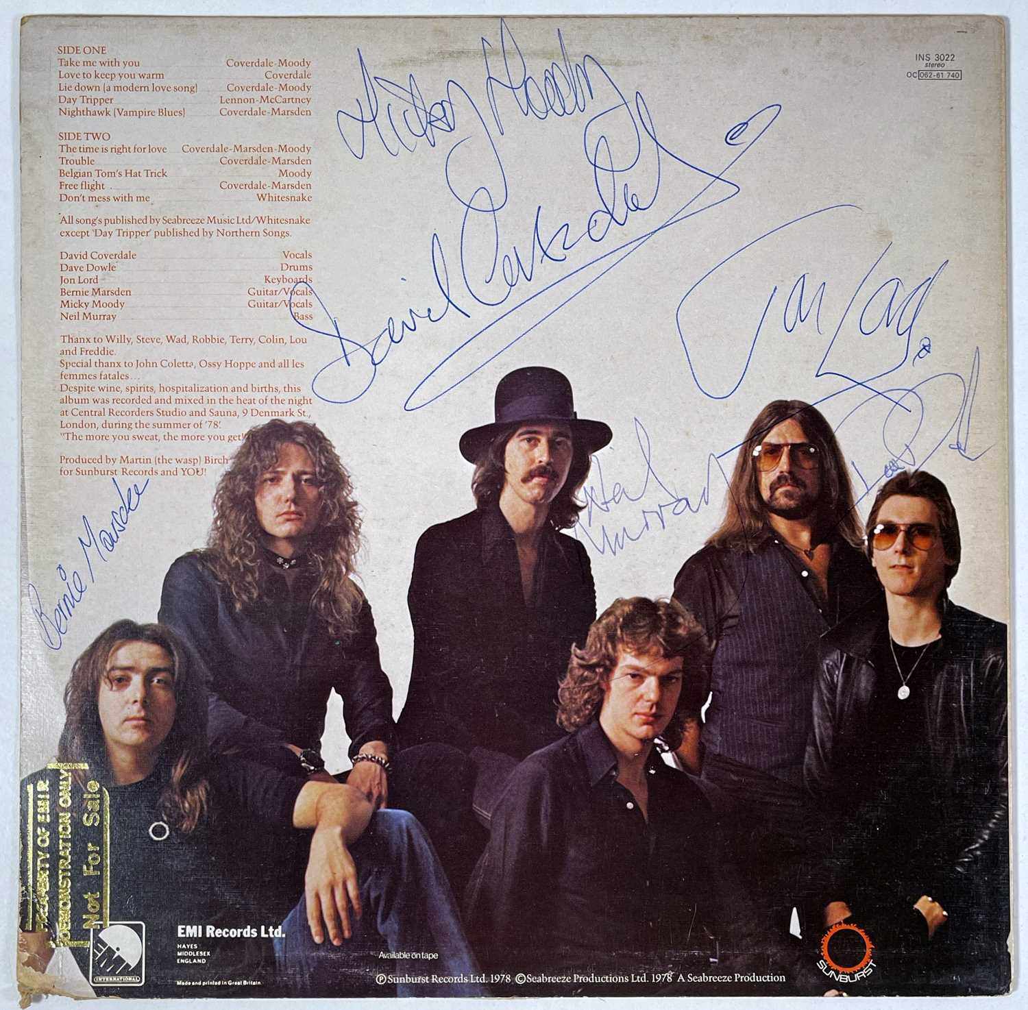 Lot 290 - WHITESNAKE - FULLY SIGNED LP.