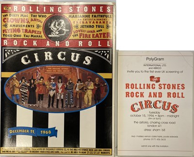 Lot 416 - ROLLING STONES ROCK AND ROLL CIRCUS T-SHIRT, TICKET, PRESS PACK