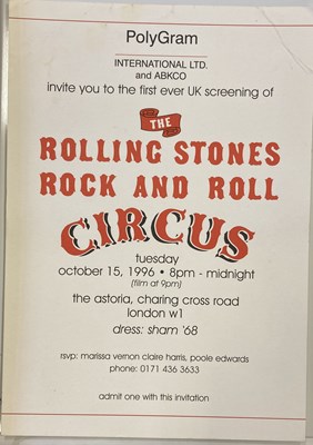 Lot 416 - ROLLING STONES ROCK AND ROLL CIRCUS T-SHIRT, TICKET, PRESS PACK