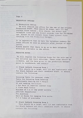 Lot 552 - CONTRACTS AND CONCERT BOOKING ARCHIVE - OZZY OSBOURNE / BLACK SABBATH.