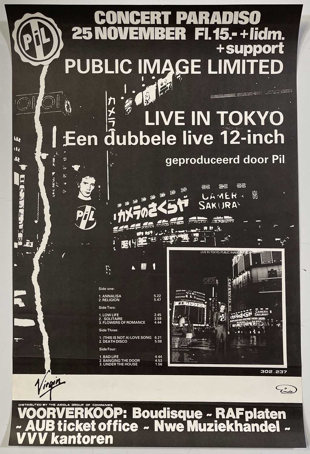 Lot 208 - PIL - ORIGINAL 1983 DUTCH CONCERT POSTER.