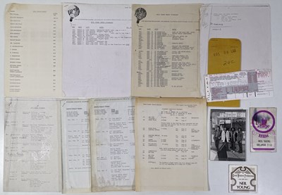 Lot 491 - NEIL YOUNG AND CRAZY HORSE - ORIGINAL 1970 TOUR ITINERARY / PLANE TICKET / PASSES.