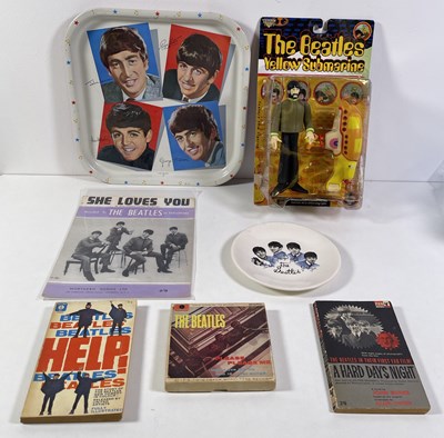 Lot 418 - THE BEATLES - C 1960S COLLECTABLES INC TRAY / SHEET MUSIC / CERAMICS.