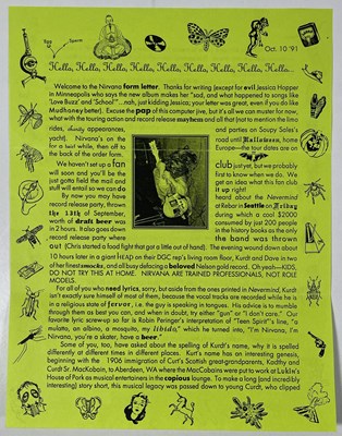 Lot 492 - NIRVANA - THREE 1991 FAN CLUB LETTERS -INCLUDING ONE SIGNED.