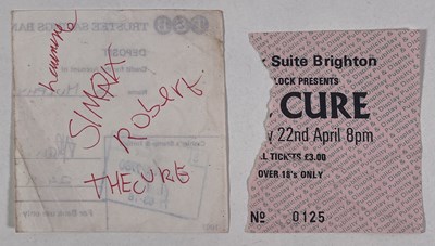 Lot 314 - THE CURE - SIGNED PAGE AND TICKET STUB.